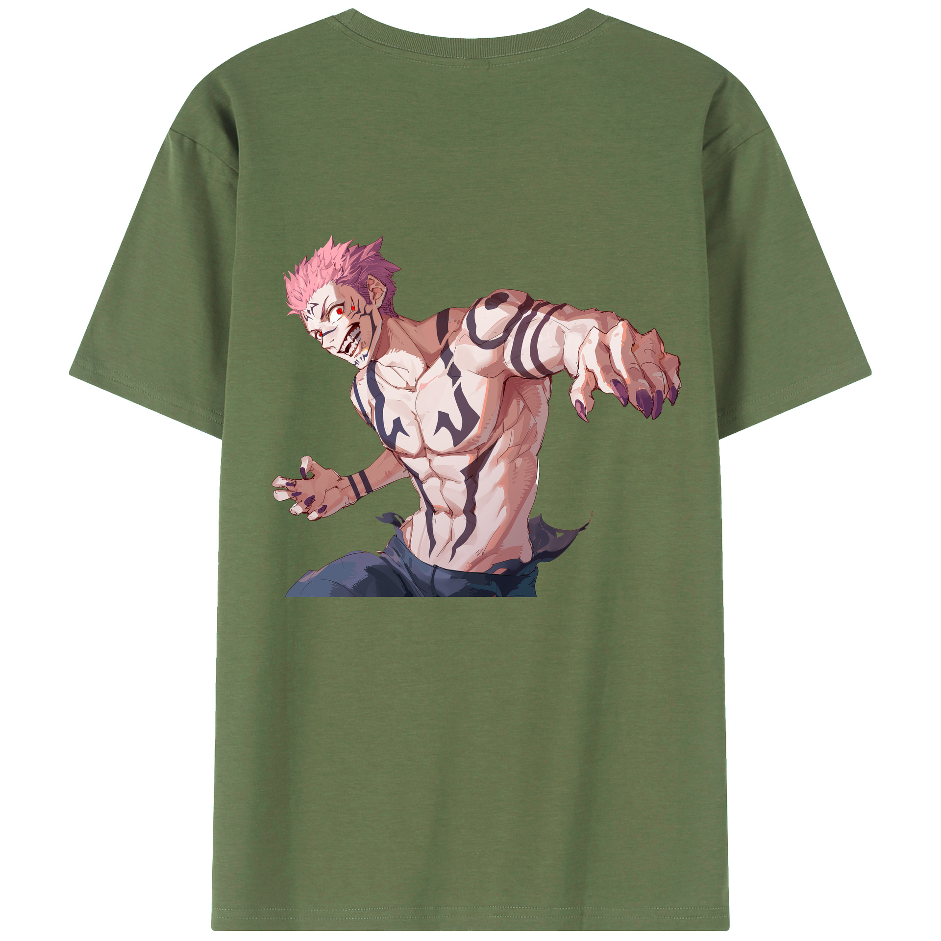 （画像用） 呪術廻戦 Jujutsu Kaisen 綿100％ メンズ半袖Tシャツ（バックプリント） 通気性